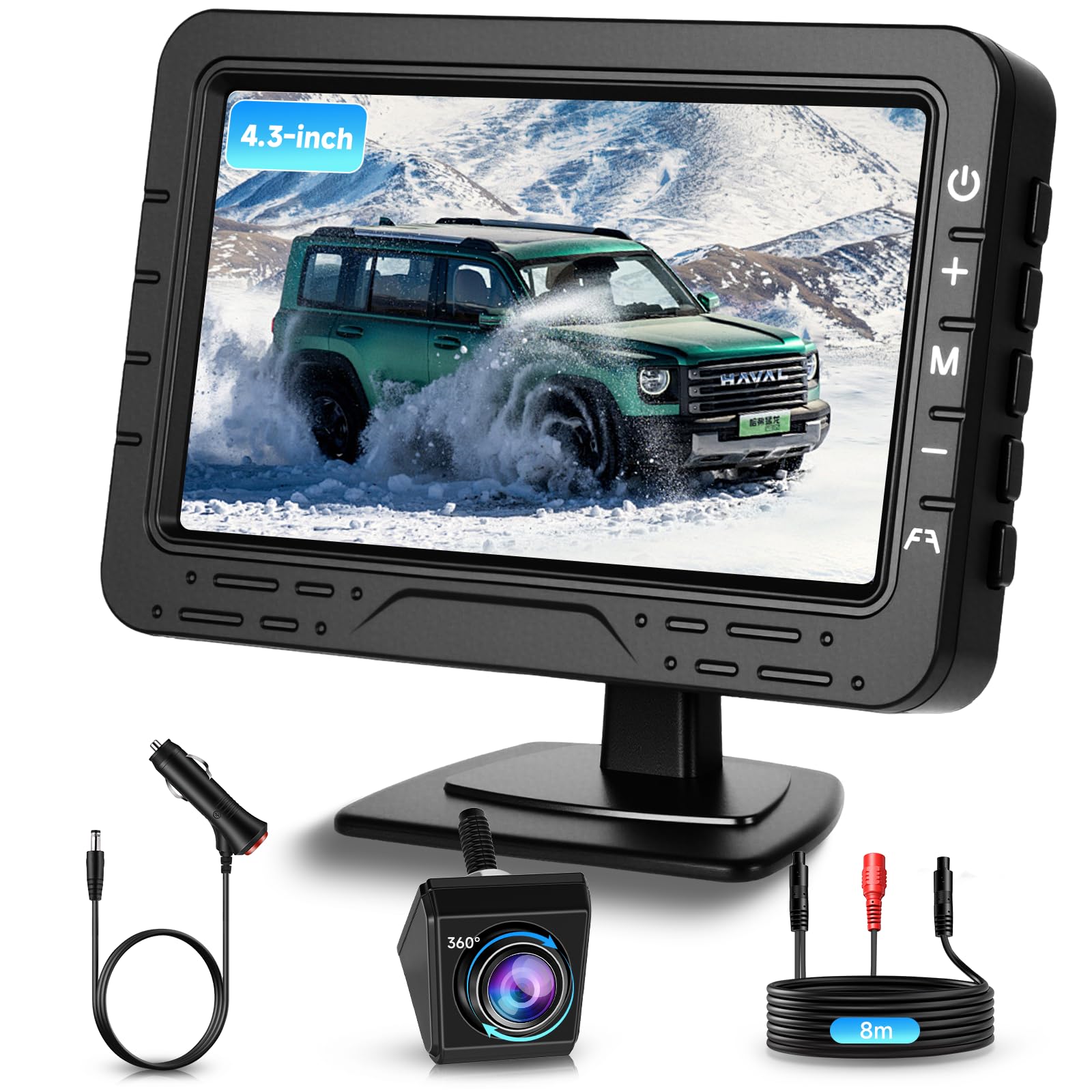 VECHTEL Bezprzewodowa kamera cofania 1080p 12 V, ekran IPS 4,3 cala, dyrektywy DIY, widoczność w nocy, wodoszczelność IP68