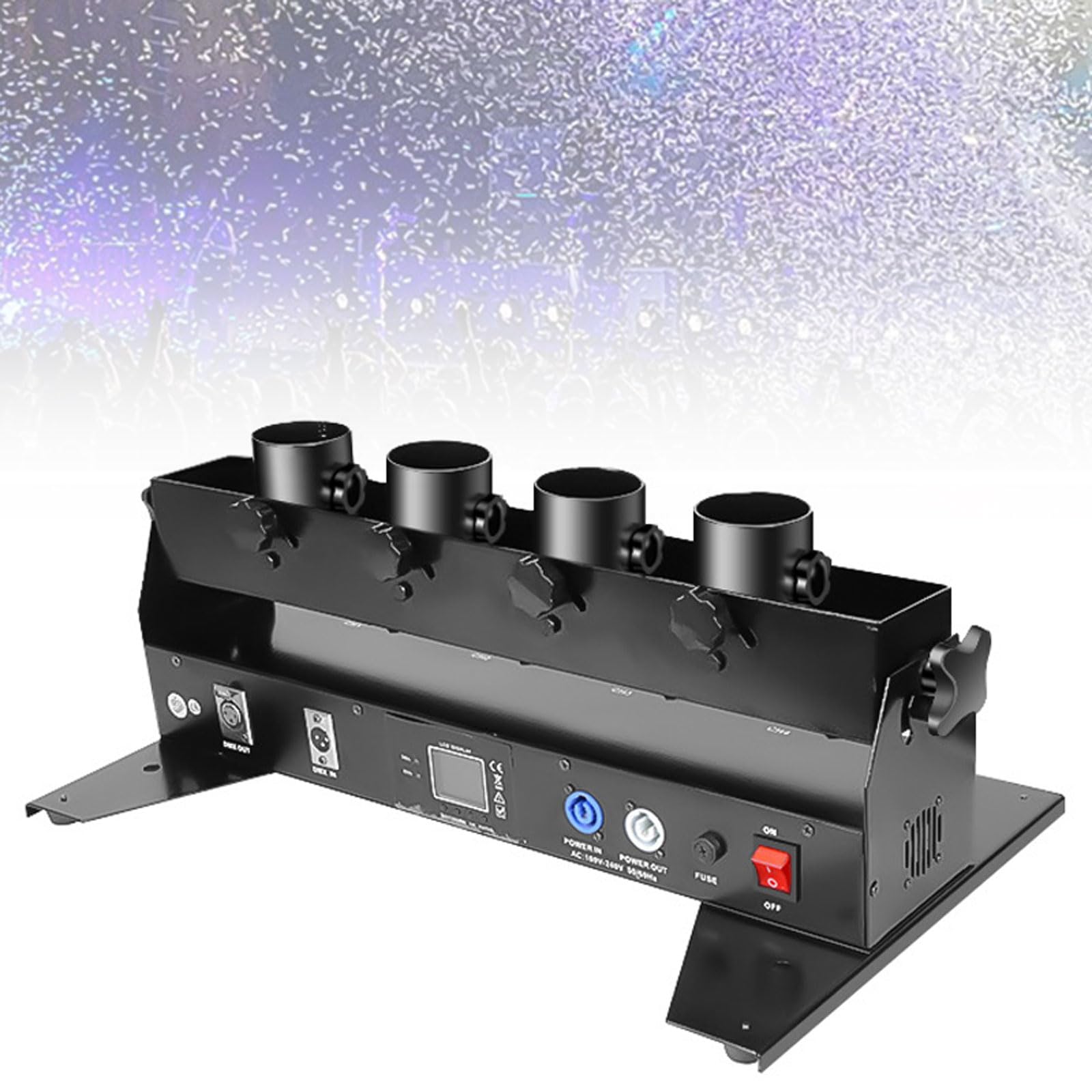 Macchina spara coriandoli, soffiatore elettrico a 4 colpi con DMX512 e telecomando, portata 6-12 m, perfetto per club, bar, spettacoli teatrali
