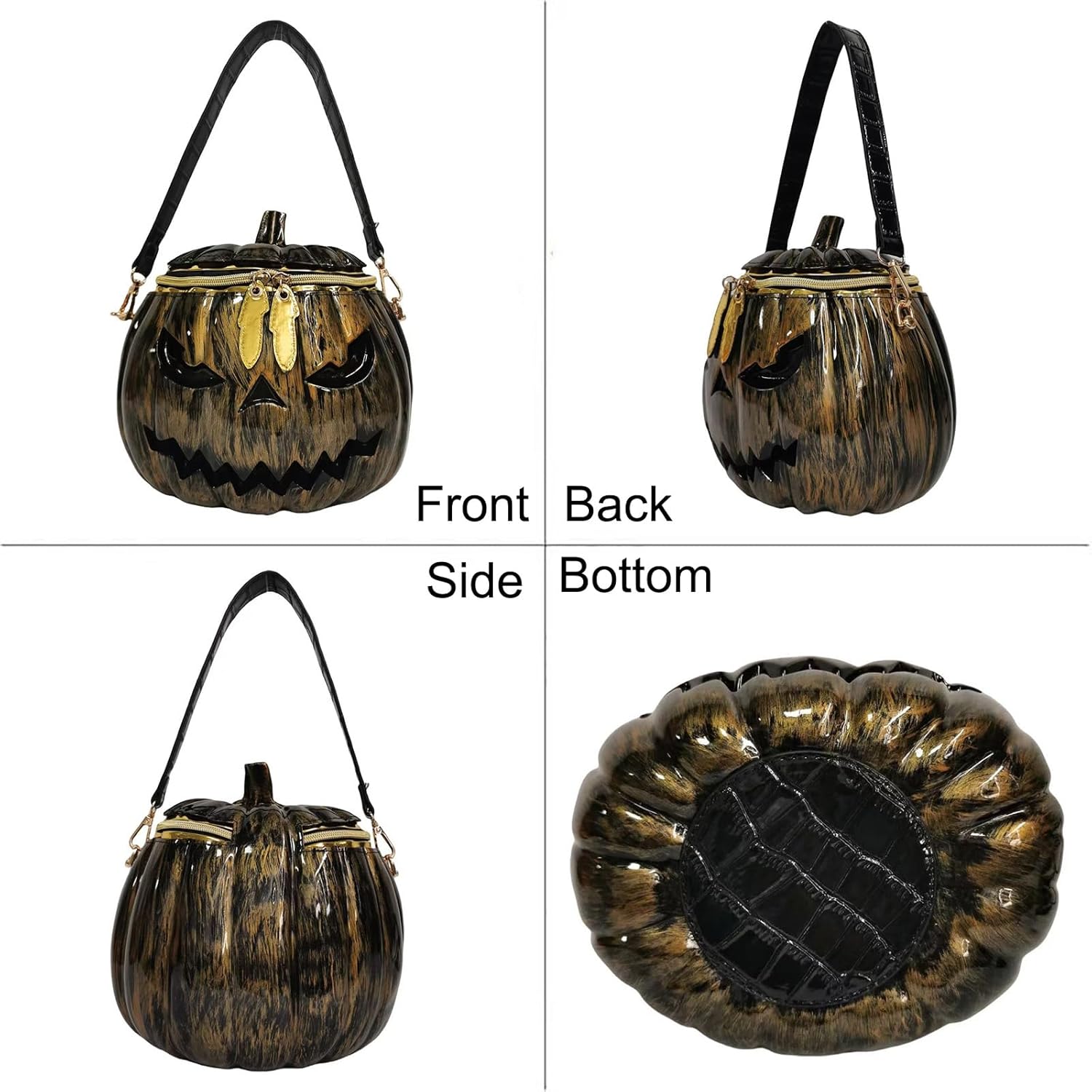 Women Unique Novelty Crossbody Shoulder Bag Handbag Men PVC Weird Horror Halloween Pumpkin Purse