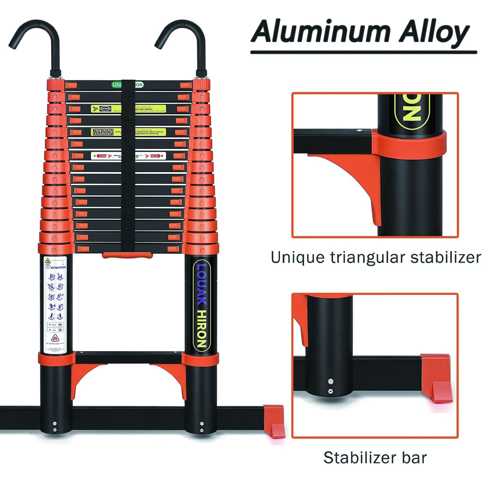 Alu Teleskopleiter 4.7M Ausziehbare Leiter, 16FT Klappleiter Stehleiter Rutschfester, aus hochwertigem Aluminium Ausziehleiter Mehrzweckleiter Haushaltsleiter