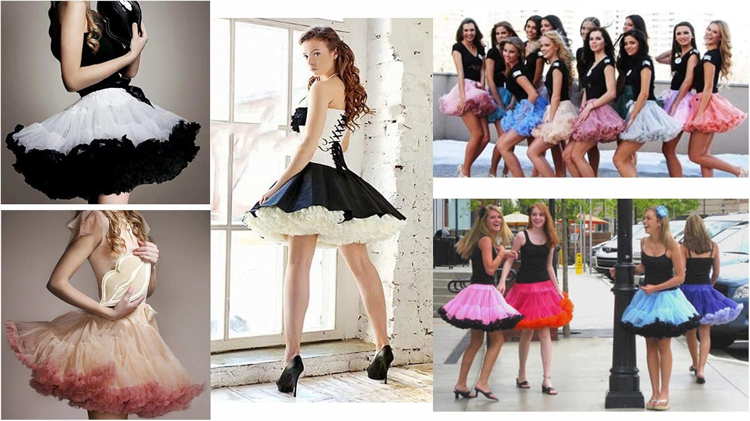 Honeystore Women's 3-Layered Tutu Dance Petticoat Pleated Mini Skirt, 16" Length - Image 2