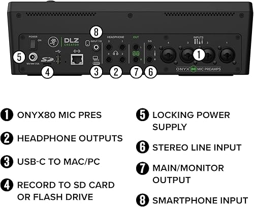 Miniatura 12 de Mackie DLZ Creator - Mezclador digital adaptativo para podcasting, transmisión y YouTube con modos de usuario, tecnología Mix Agent, mezcla