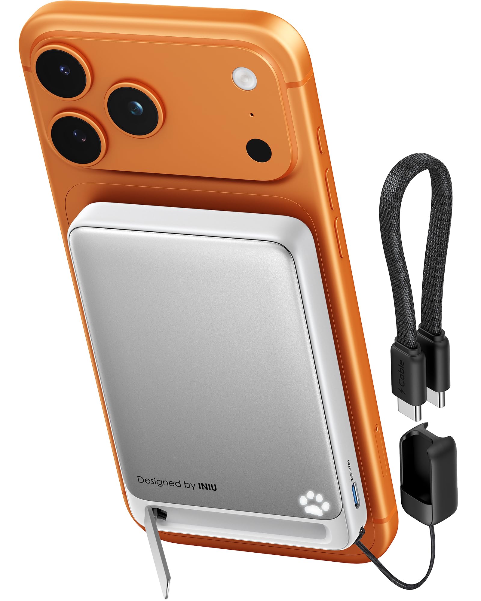 INIU MagFino 10000mAh Qi2 Certified 45W Magnetic Power Bank, Ultra Slim Wireless Portable Charger With Foldable Stand, Fast USB-C Charging For IPhone 16/15/14/13/12 Series - View #3