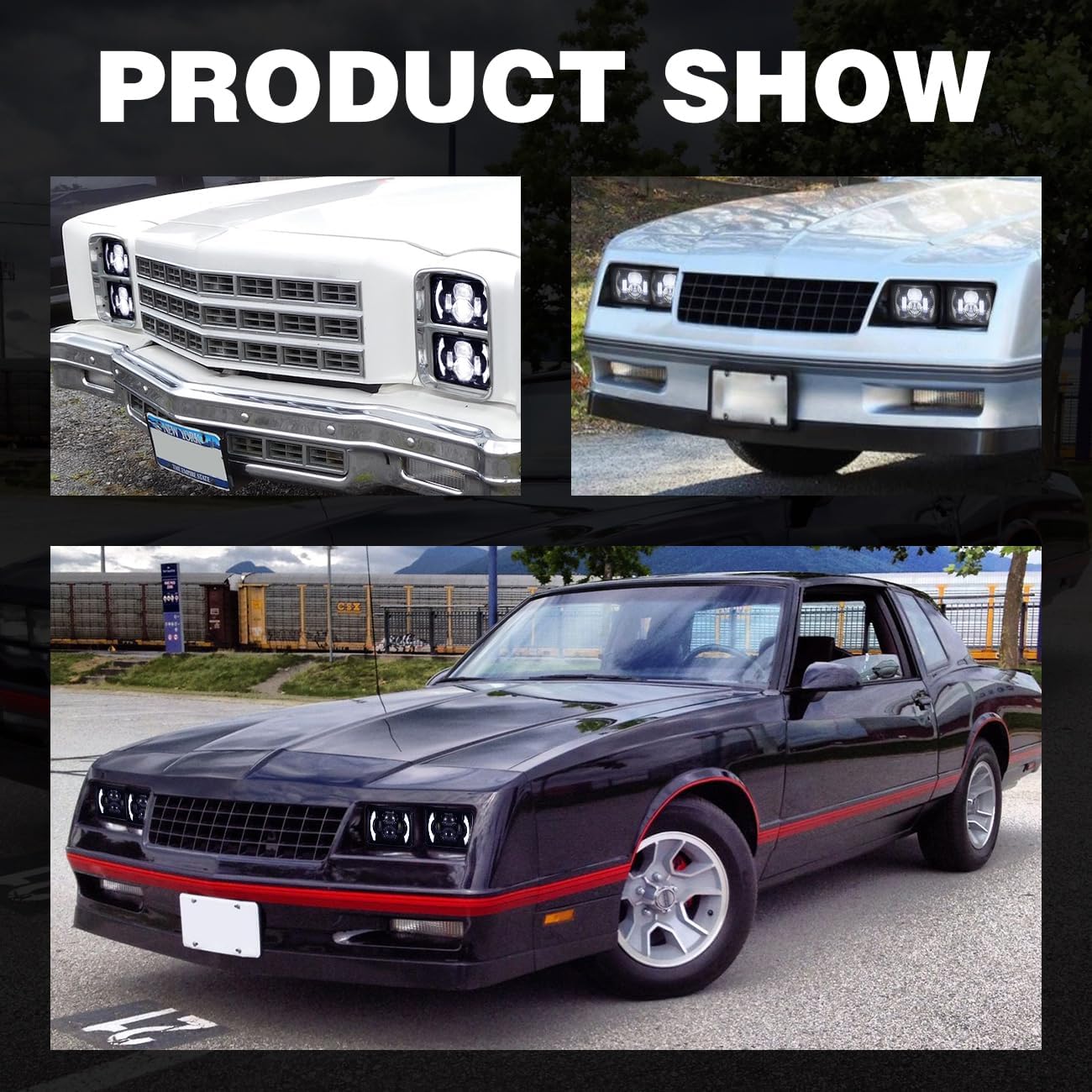 2PCS 120w 4x6 Inch LED Headlights with DRL Turn Singal Hi/Lo Sealed Beam Rectengular Approved Replacement H4651 H4652 H4656 Compatible with Trucks Peterbilt Kenworth FORD GMC DODGE TOYOTA BUICK