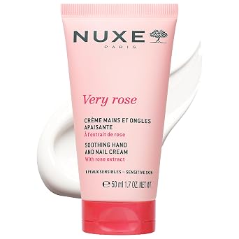 Nuxe Very Rose Hand and Nail Cream, Hydrating & Soothing Hand Moisturizer with Rose Oil Extract, Aloe Vera and Glycerin, 1.7 Fl Oz