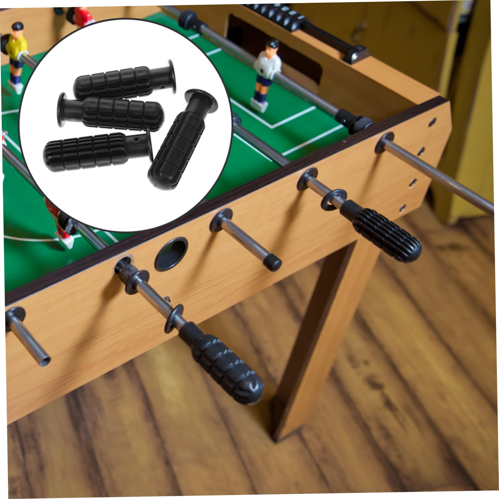 Yardwe 4 Maniglie per Calcio Balilla in Pvc Nero Ergonomiche Antiscivolo per Tavoli da Calcio 0,7m