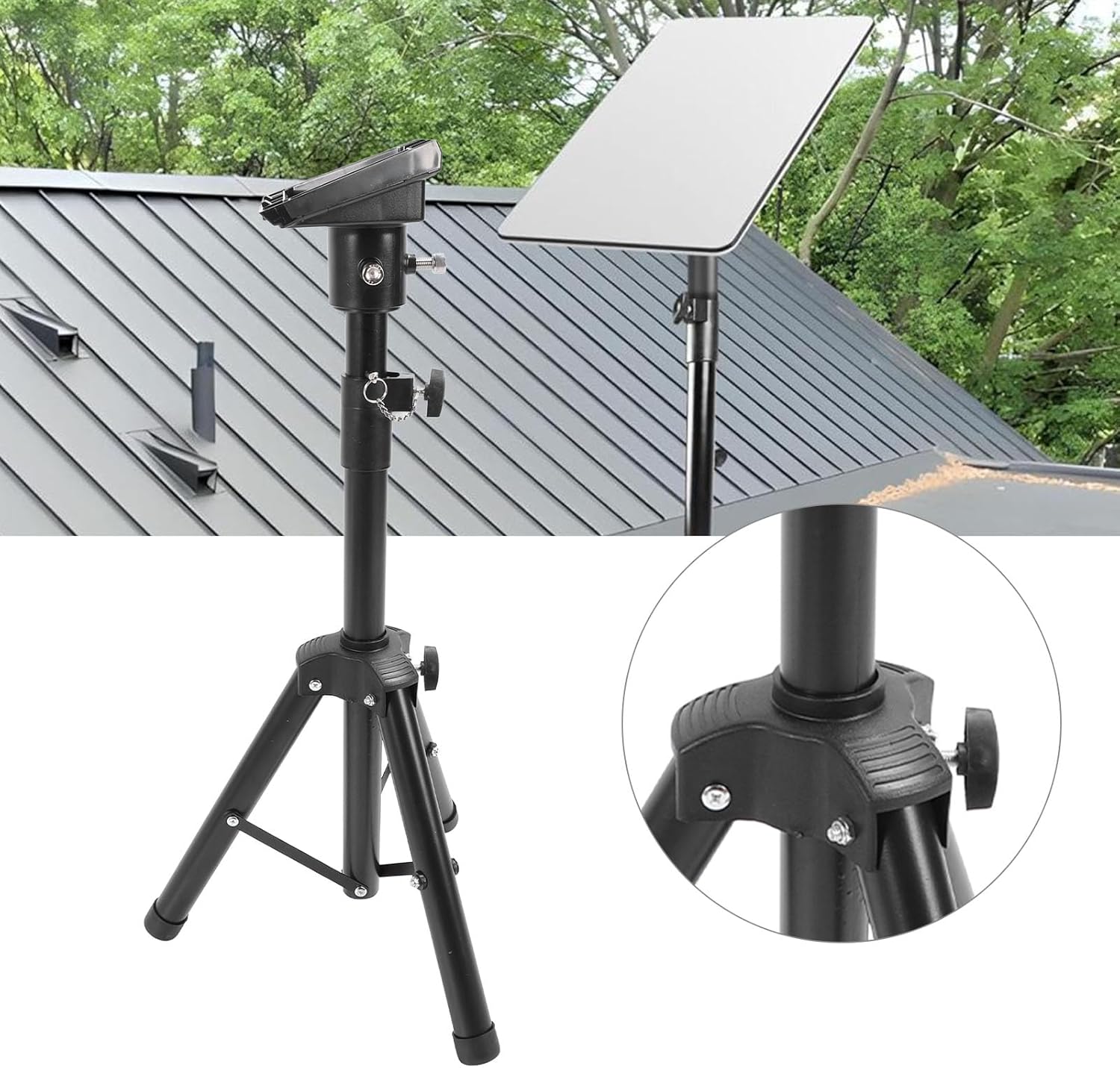 Stainless Steel Rectangular Satellite Tripod Mount Stand with Tripod Base for Wood Brick Concrete Walls