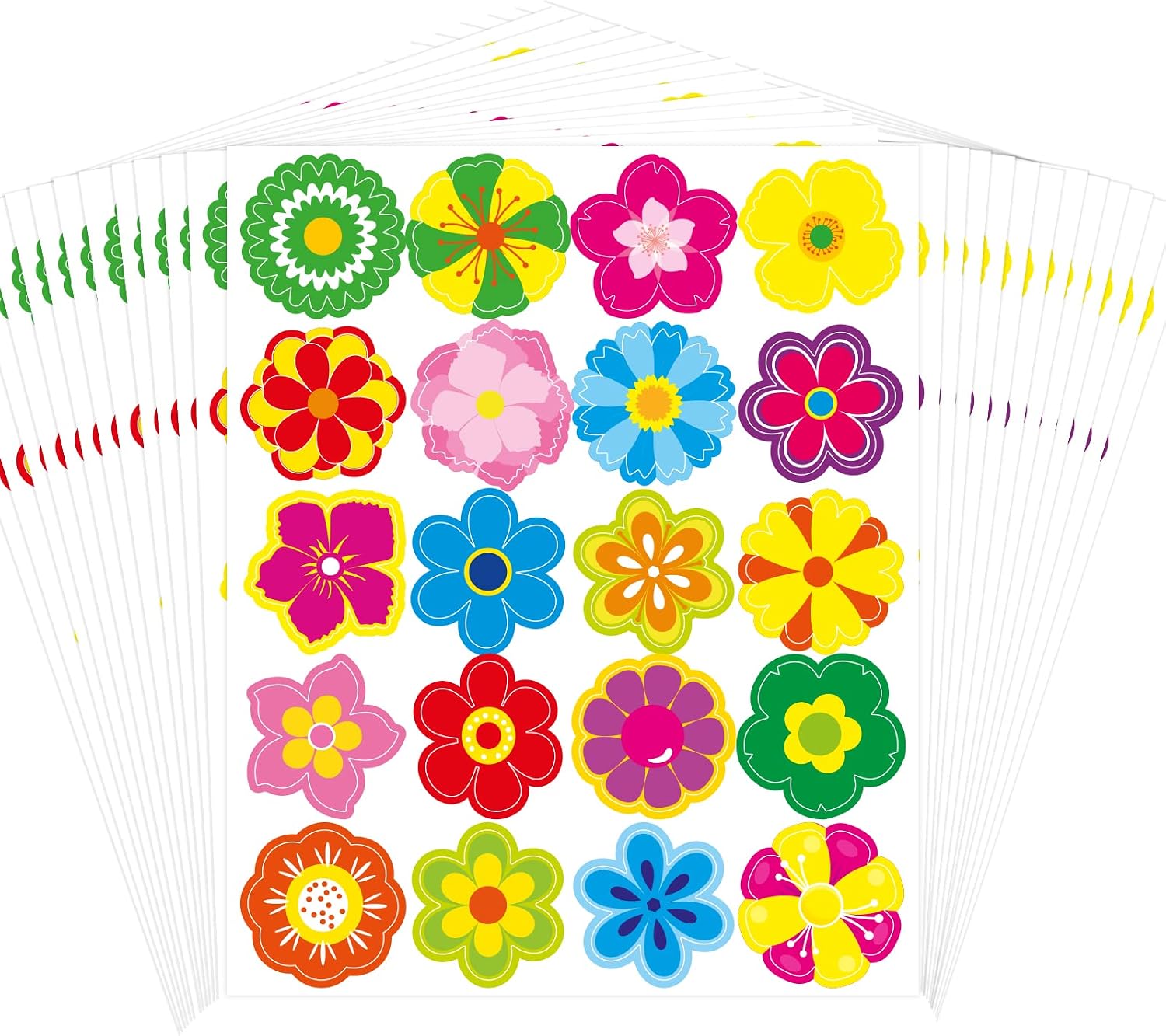 Fancy Land Flowers Stickers Spring Stickers for Kids Floral Cards Envelope Seals 500pcs