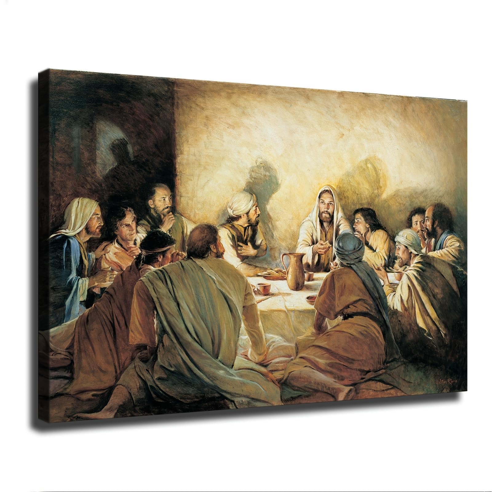 Christian Wall Art Jesus Last Supper Poster Home Decor Canvas Painting HD Picture Bedroom Living Room Decor Wall Art (24 * 36inch,frame)