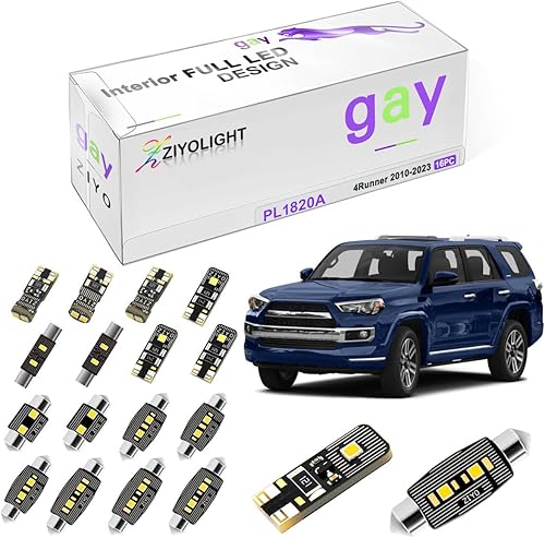 Miniatura 1 de PL1820A - Kit de luces LED para interiores (16 bombillas) de repuesto para accesorios Toyota 4Runner 2010-2023 + paquete de bombillas de matrícula,