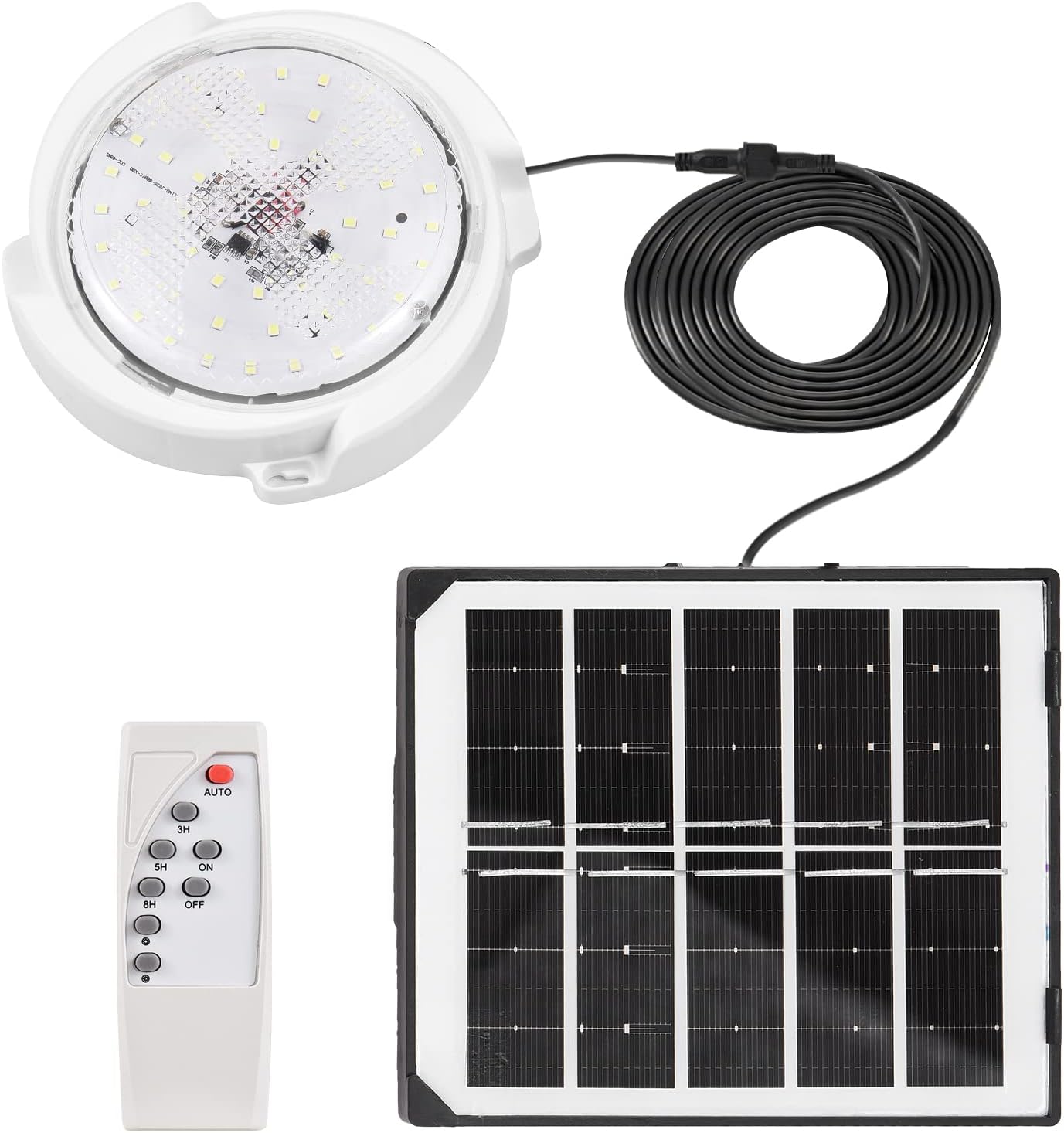 Mingzhe 60W Solar Lights Indoor&Outdoor Home Solar Shed Lamp 50 LED with Dimmable Remote Control Solar LED Pendant/Ceiling for Yard Barn Garage Garden