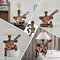 Vista 5 de Vintage Industrial Robot Guitar Table Lamp with Bulb - Remote Control,Timer,Dimmable - Cool Gifts for Music Lovers,Men,& Musicians - Steampunk &