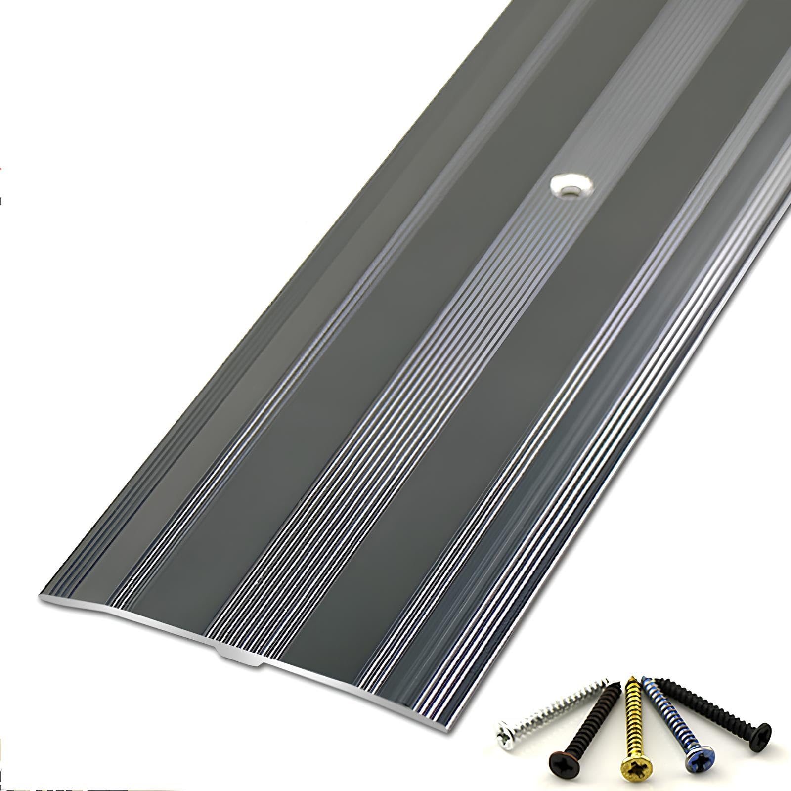 Floor Threshold Transition Strip 60mm Wide Aluminum Carpet Cover Strip Compensation Profile for Joining Laminate Planks Tiles Floor Gaps(Gray,90cm)