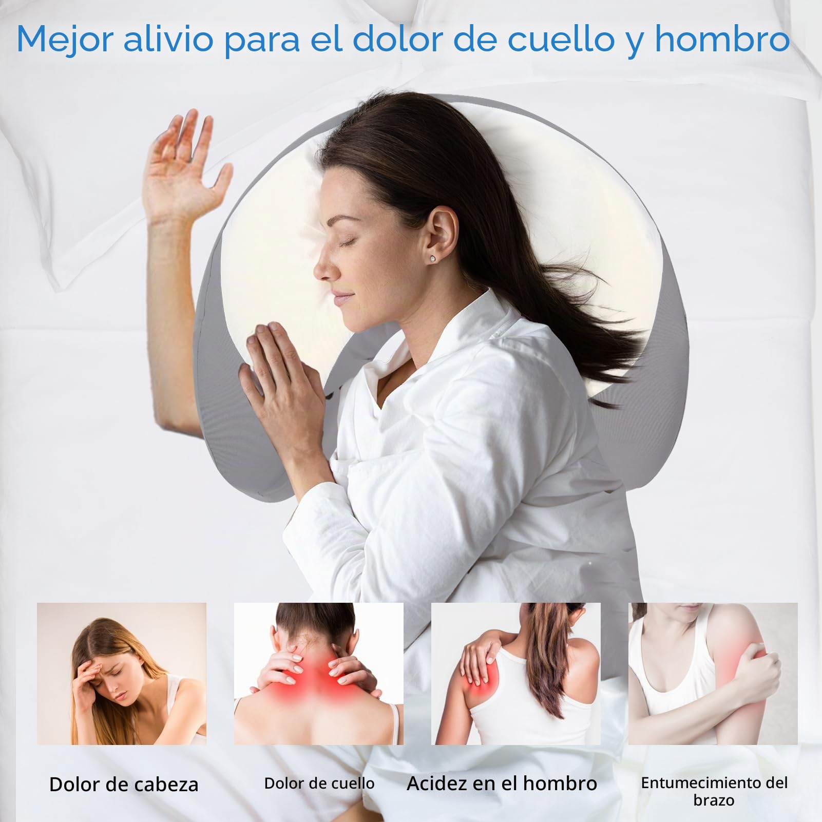 Wdmiya Almohada para Dormir de Lado de Seda, Almohada Ergonómico
