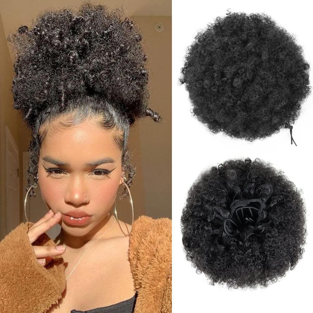 Amazon.com : SDTKTR 1PCS Afro Puff Drawstring Ponytail Human Hair 80 ...