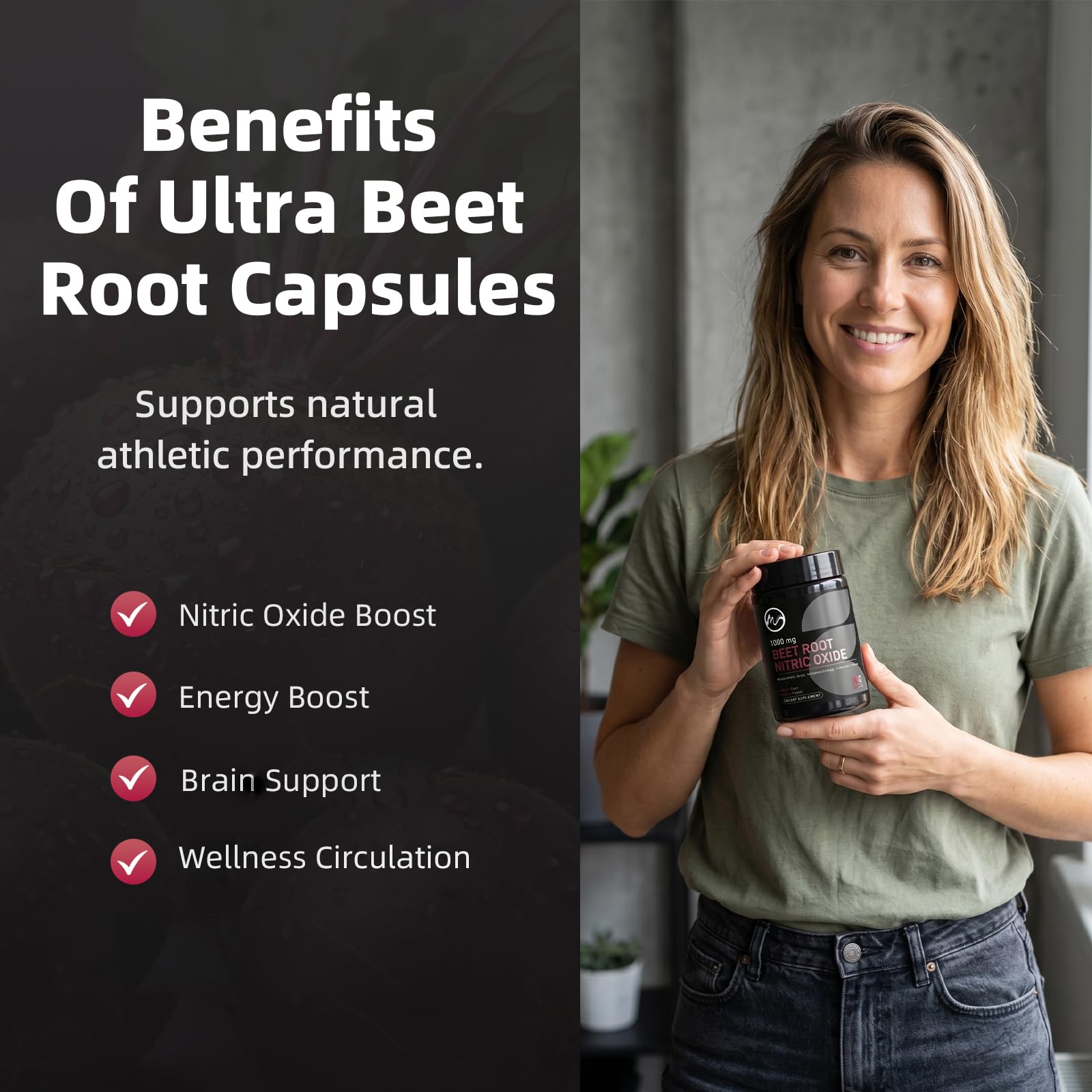 Beet Root Capsules - Nitric Oxide Booster for Men and Women, Beetroot Supplements 1000 mg w/ L-Citrulline, Taurine and Maca, Support Energy, Circulation & Nitric Oxide, Caffeine-Free, 180 Capsules — Amazon image 3