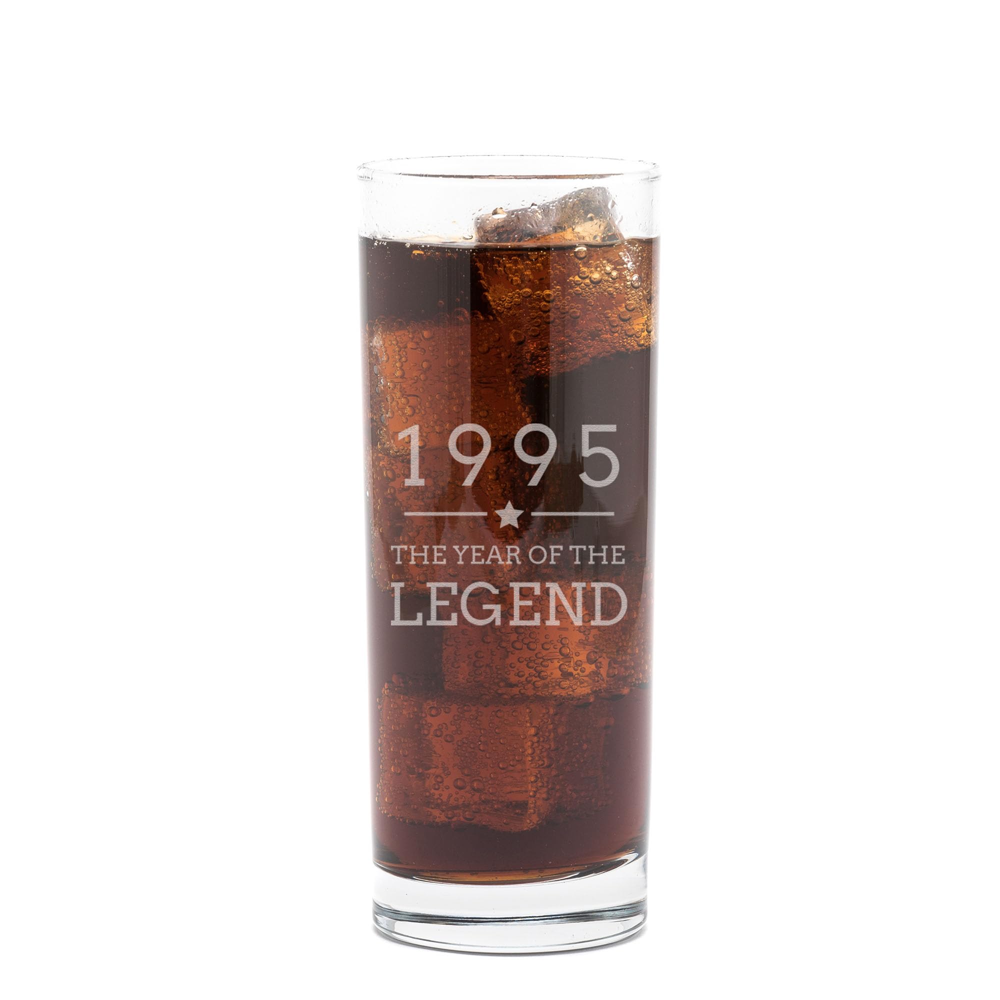 Dust and Things Engraved Highball Glass - Year of The Legend Design | 30th Birthday Gifts for Men Him | Milestone Birthday Keepsake | Rum Glass Gift for Dad Grandad Brother Friends (1995)