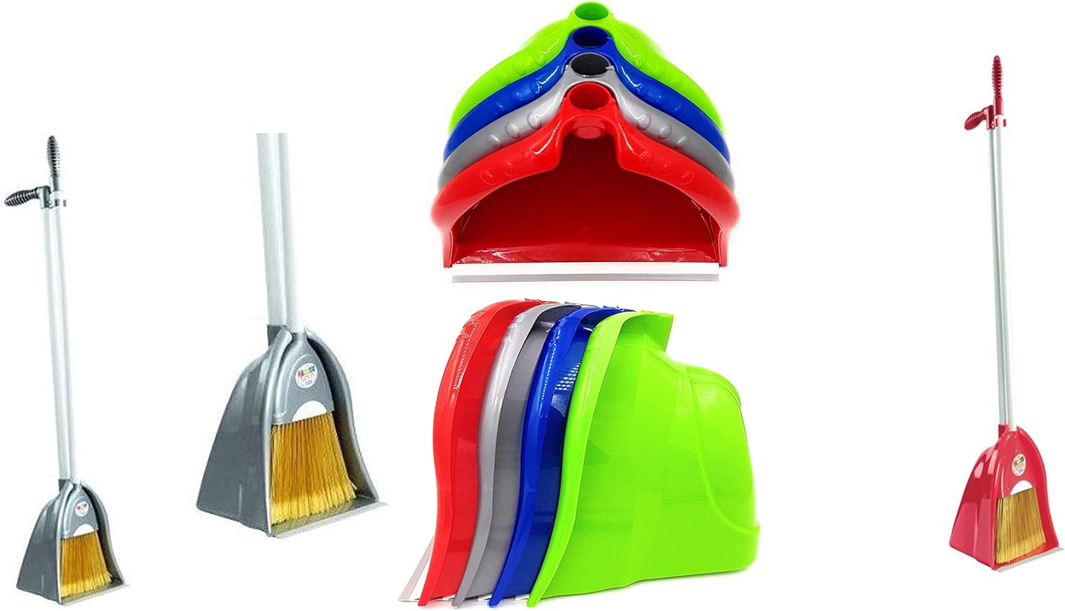 KAV Tall Dustpan and Brush Set Lobby Broom and Dustpan Long Handle