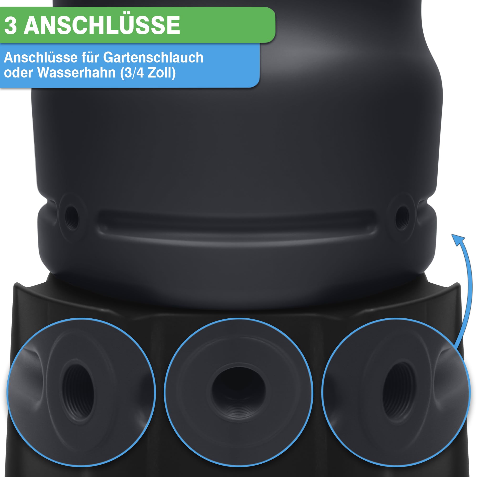 YourCasa Tanque de Lluvia RainBell 200L Con Pie, Tapa y Grifo - Barril de Plástico a Prueba de Heladas - Depósito de Agua Para Jardín, Colector