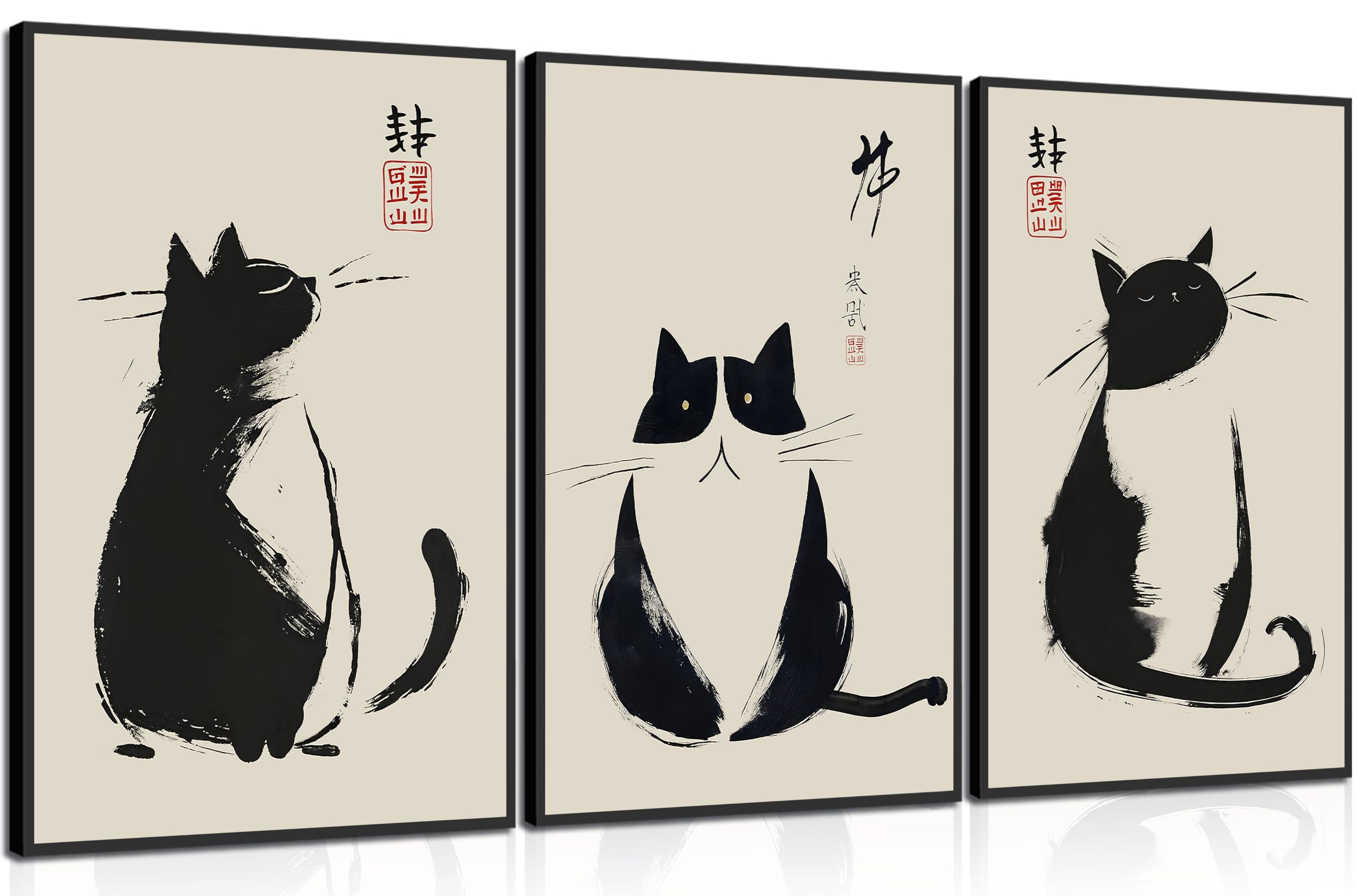 Amazon.com: EFGETTPD 3Pcs Vintage Japanese Cat Wall Art Cute Funny