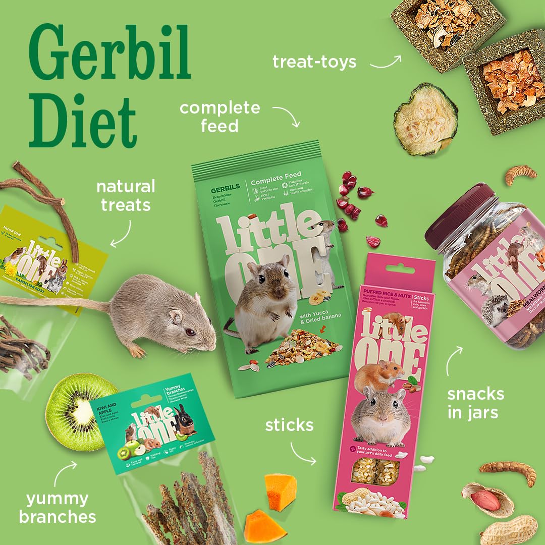 Little One Gerbilles | 400 g | Alimentation complète pour gerbilles | Contient des protéines, des Graisses, des Glucides, des minéraux et des vitamines | avec Yucca et Bananes séchées