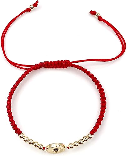 Miniatura 7 de CRUZONE Lucky Evil Eye Charm Hand-Woven Adjustable String Bracelet for Women Protection (Red)