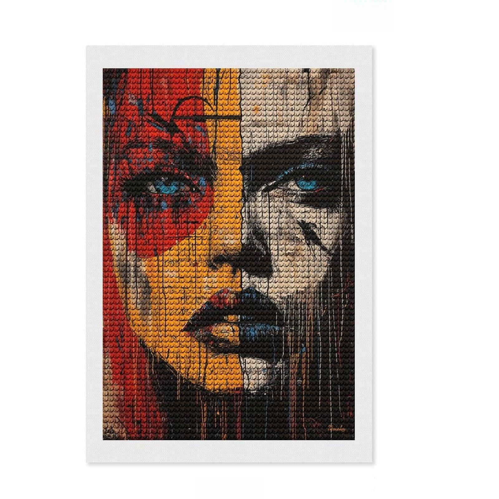 Junmoney Fragmented Expression Neoexpressionist Portrait Diamond Style Art Kit 8"x12", Farmhouse Decor, Relaxing DIY, with Tool Kit, Thoughtful Present, DIY