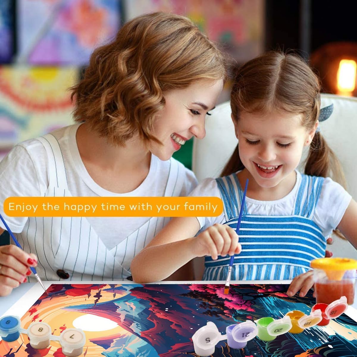 TANGFEIY Painting Kits Canvas Landscape Paints Acrylic Oil Painting for Kids Painting Kit with Brushes Picture for Home Wall Decoration Gifts Without Frame (40x50cm)