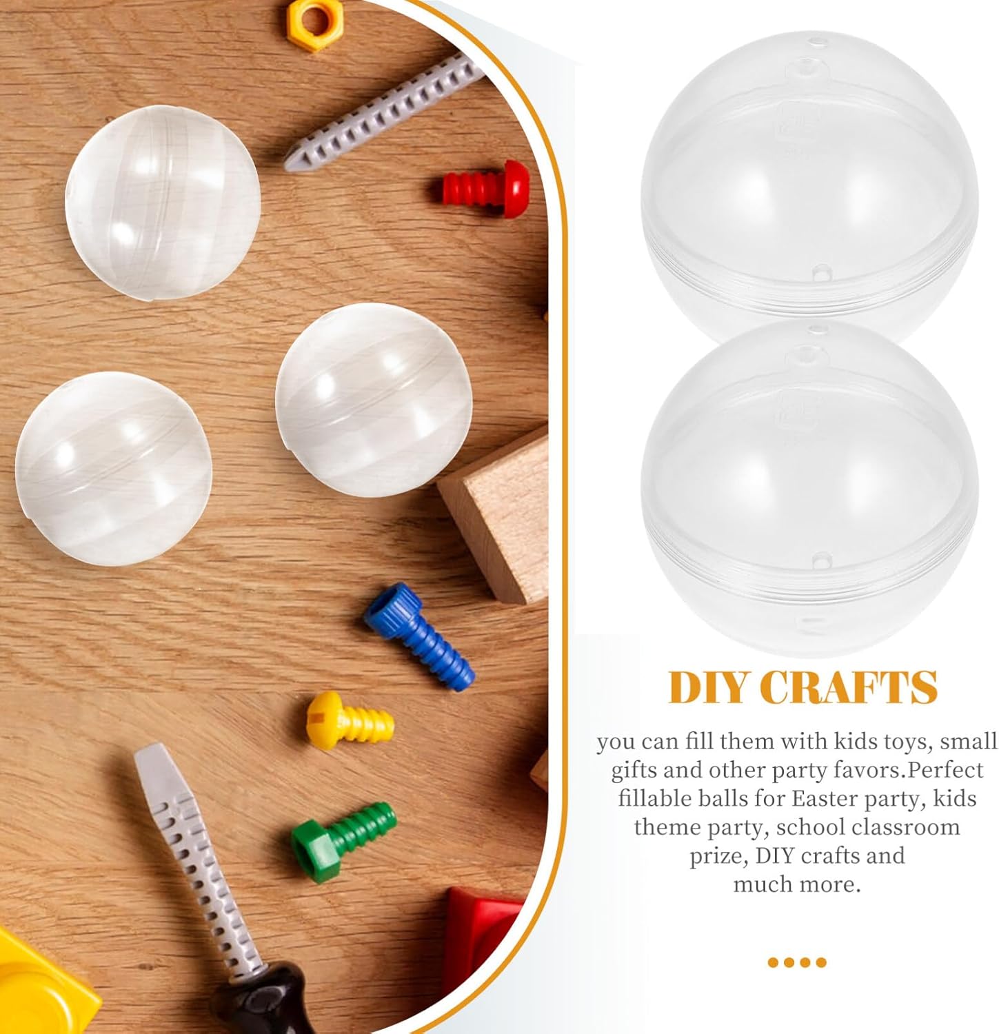 HOMSFOU 10-Pack Clear 1.25 Inch Fillable Round Capsules Plastic Balls for Vending Machines Party Favors Candy Storage Containers - Image 2