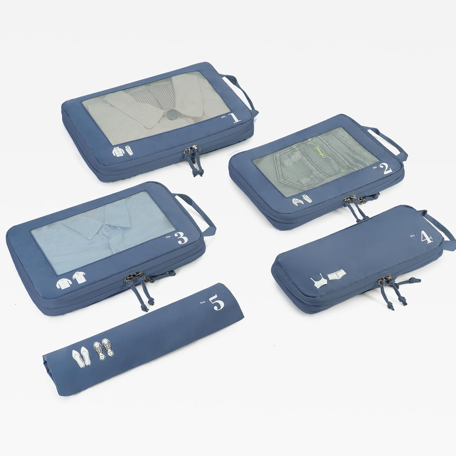 ECOHUB 5 Set Compression Packing Cubes for Suitcases Organiser Bags