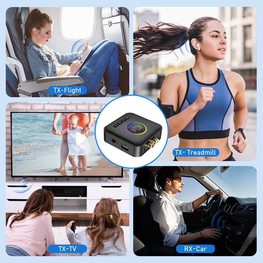AXFEE Ricevitore Bluetooth 5.4 HiFi, 3.5mm RCA jack Audio, Adattatore Audio, Impianto Stereo, Casse, Bassa Latenza Wireless, per Tablet/Smartphone/PC/laptop/Cuffie/TV