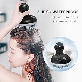 COMFIER Electric Scalp Massager, Waterproof Head Massager with Mutlti-Modes Vibration, Handheld Portable Head Scratcher for Hair Growth, Dog Cat Massager for Deep Clean and Stress Relax