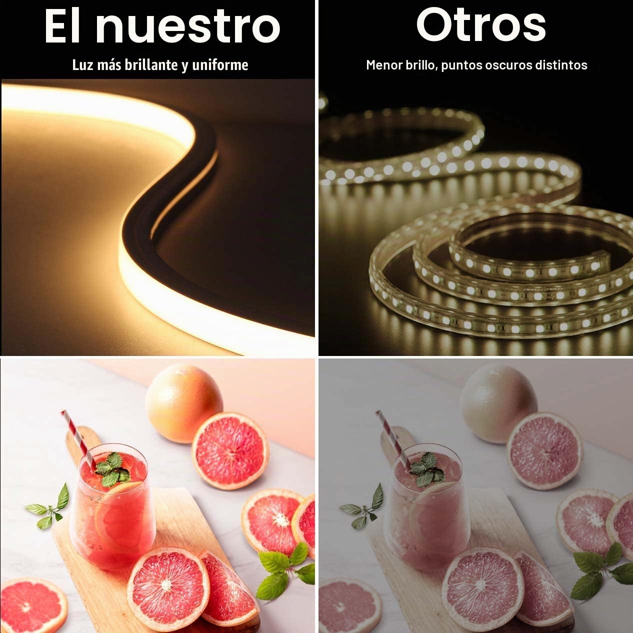 YOODI Tira LED 220V Strip Light 30M Exterior y Interior Impermeable Neón Flexible IP65 120 LED/M para Dormitorio Bar Hotel Patio Jardín Escaleras, con Adaptador y Controlador