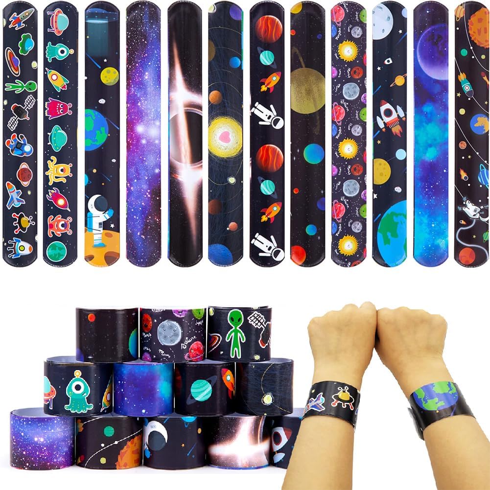 Space theme Slap Bracelets Bands,Pack of 12,Slap Bracelet, Birthday/Party,Best Birthday Return Gifts
