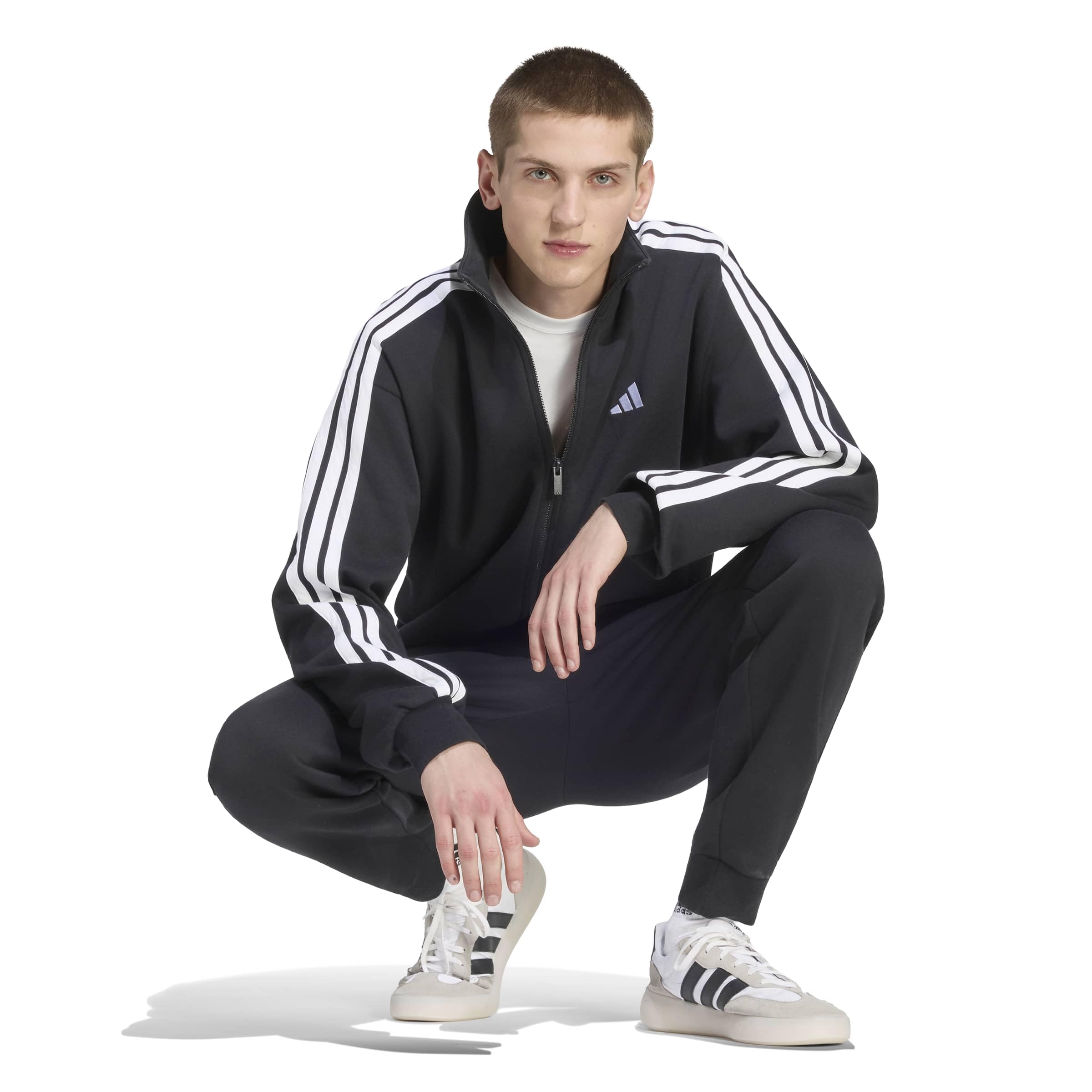 adidas Herren 3-Stripes Fleece Track_Suit, black/white, M