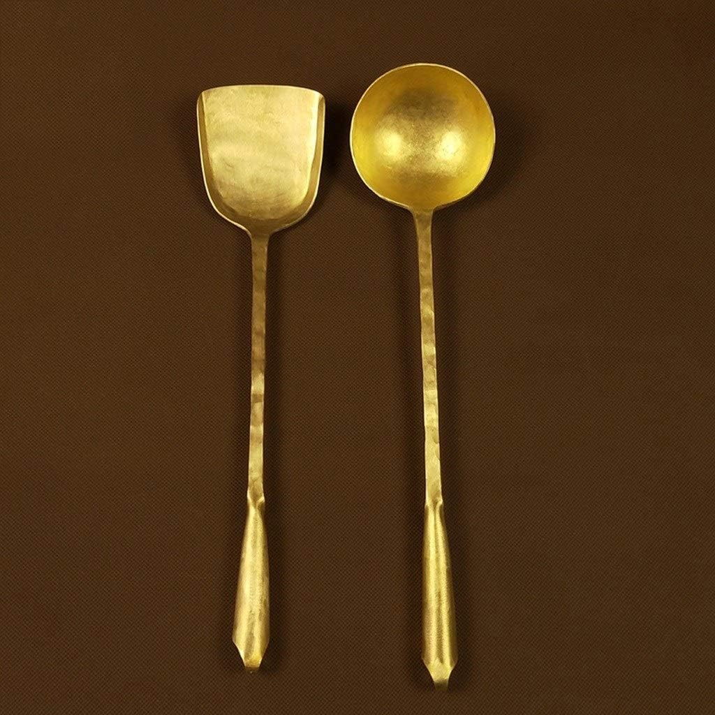 Dinner Spoons Quality Handmade Copper Ladle and Wok Spatula Set Pure Gauge Copper Retro Design Kitchen Tools ? Large Tablespoons