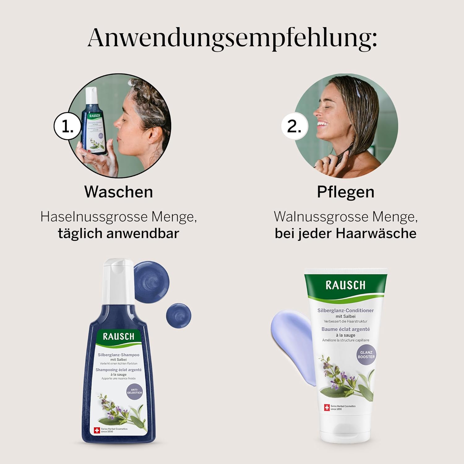 Rausch Sage Shampoo, 200 ml - Light Silver Shine - Purple Shampoo for Dry Hair Structure, Hair Treatments, Soothes & Regulates Scalp, Germany