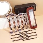 MAANGE Makeup Brushes Set, 13 PCS Premium Double-Ended Makeup Brush Foundation Contour Blush Blending Concealer Eyeshadow Brush Set Professional Make Up Brush Set (Coffee)