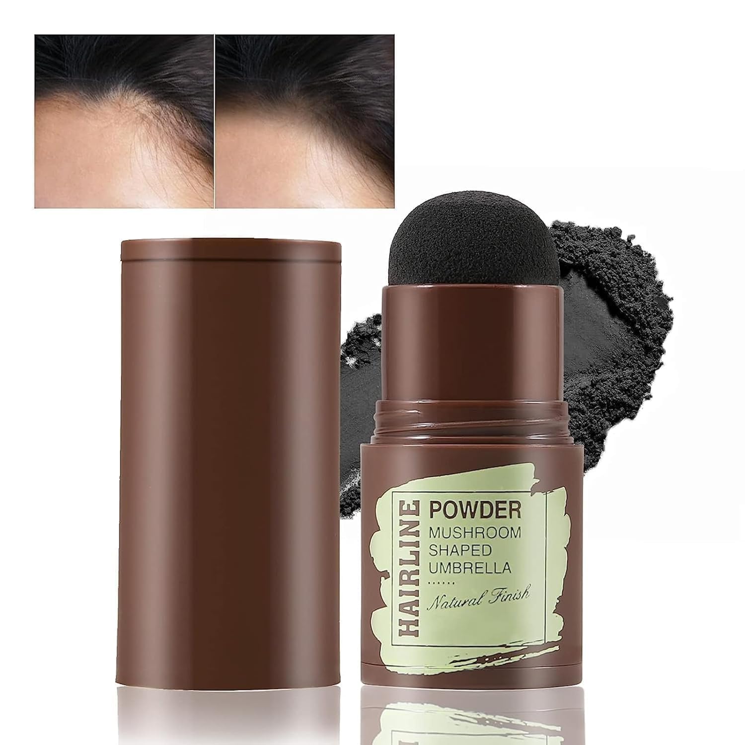 RIVIOX Hairline Powder with Mushroom-Shaped Applicator, Natural Black Finish, Hair Shadow Concealer-image-14
