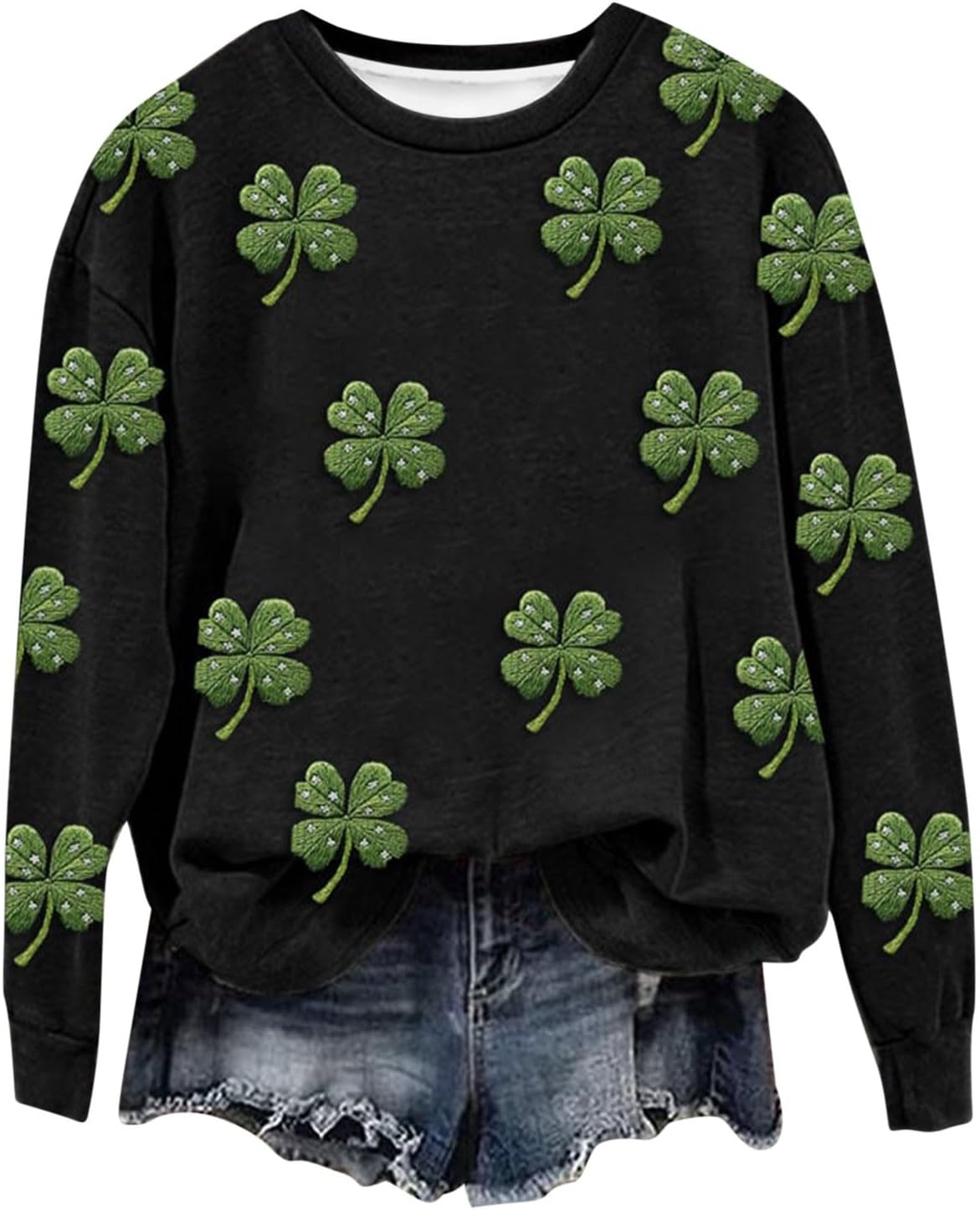 SMIDOW St. Patricks Day Shirts For Women Long Sleeve Crewneck Irish Sweatshirts Oversized Saint Patty's Pullover Tops