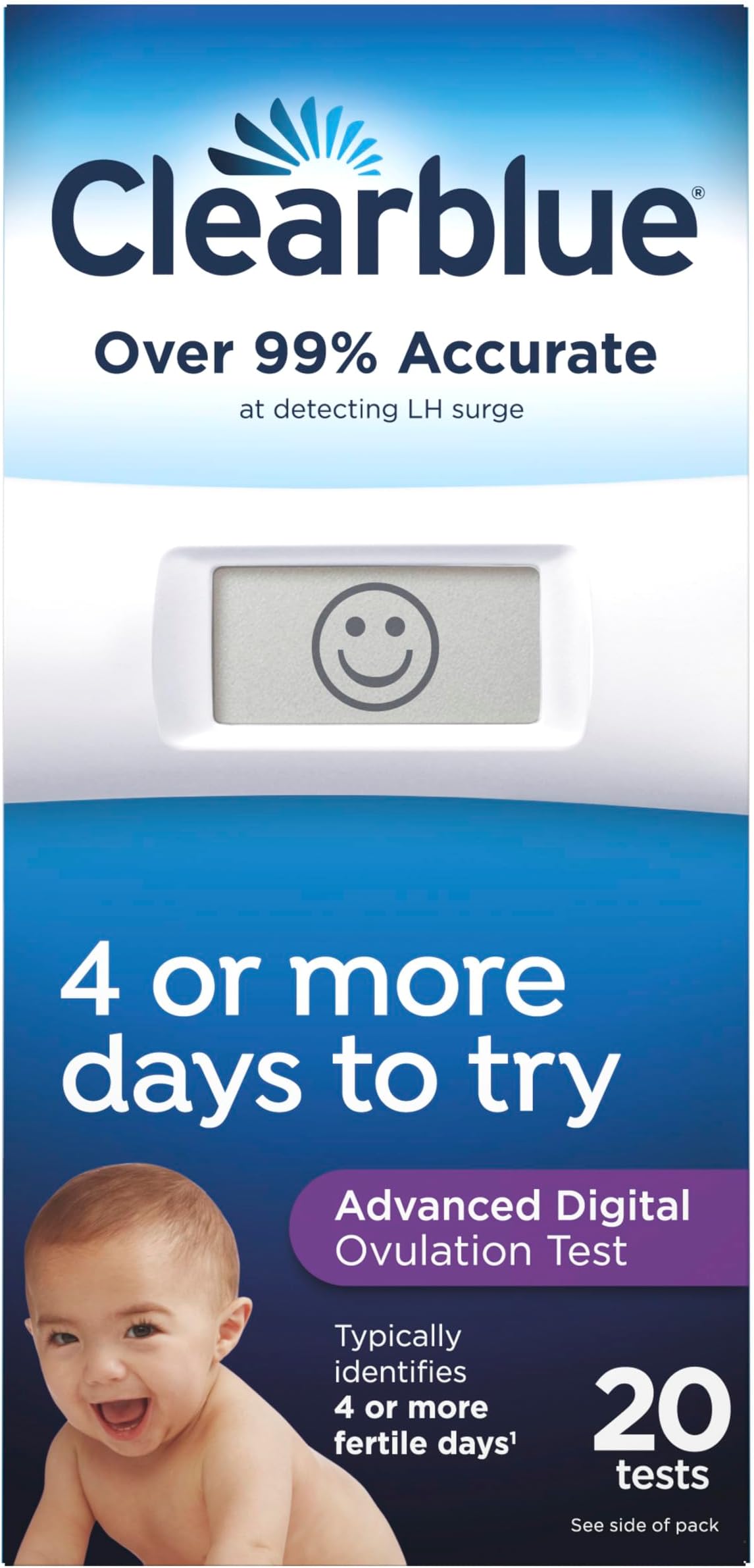 Clearblue Advanced Digital Ovulation Test, Predictor Kit, Featuring Advanced Ovulation Tests with Digital Results, 20 Ovulation Tests