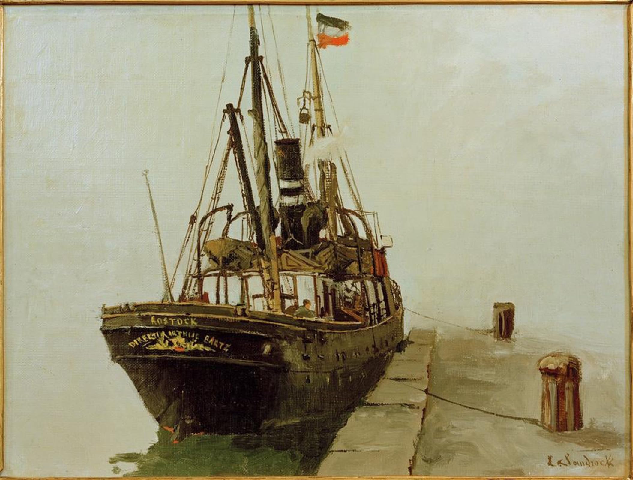 POSTERIIk Vintage Art Print Images Pictures Print Whistling Steamer With Auxiliary Sails by Leonhard Sandrock Modern Colour Posters for Office Home Decor 60x90cm