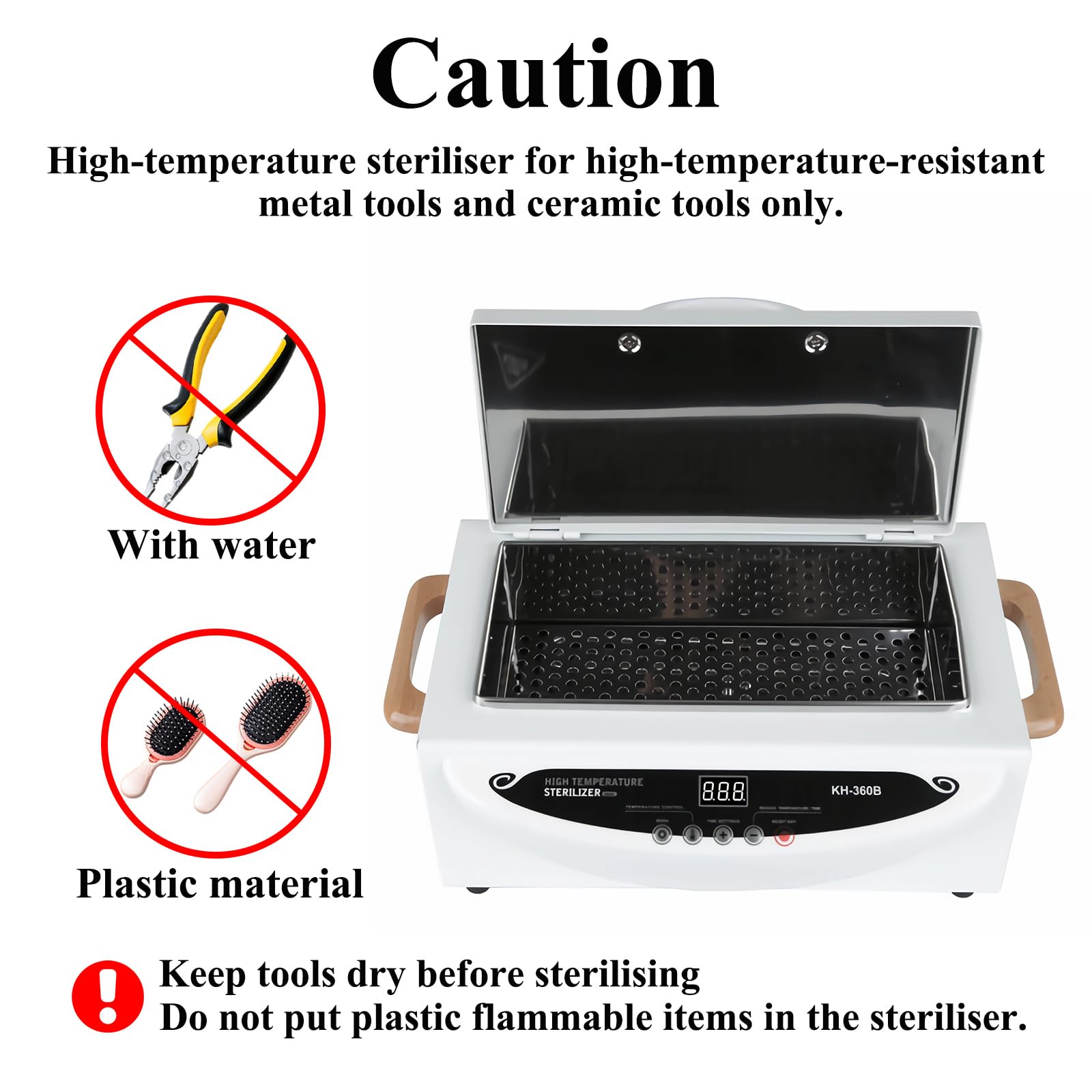 Stérilisateur haute temperature avec affichage de la durée et de la température Stérilisateur air chaud 500 Watt, stérilisateur à chaleur sèche 2,5 litres pour outils de salon de coiffure