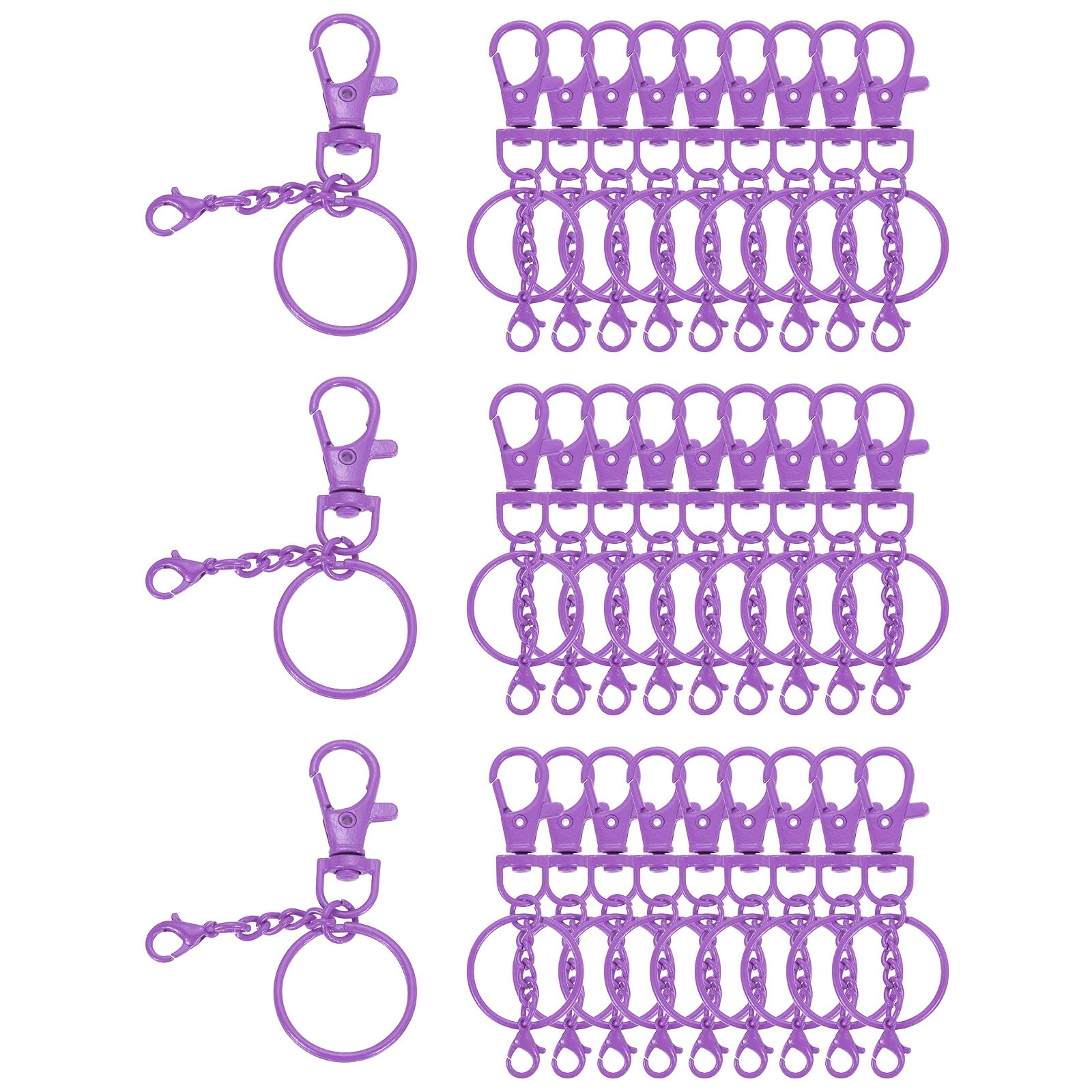 sourcing map 30 Pcs Lobster Claw Clasps for Keychains, Swivel Lobster Claw Clasp Bulk Colorful Keychain Clip Hooks with Key Rings for Bag Purse Charm DIY Crafts, Purple