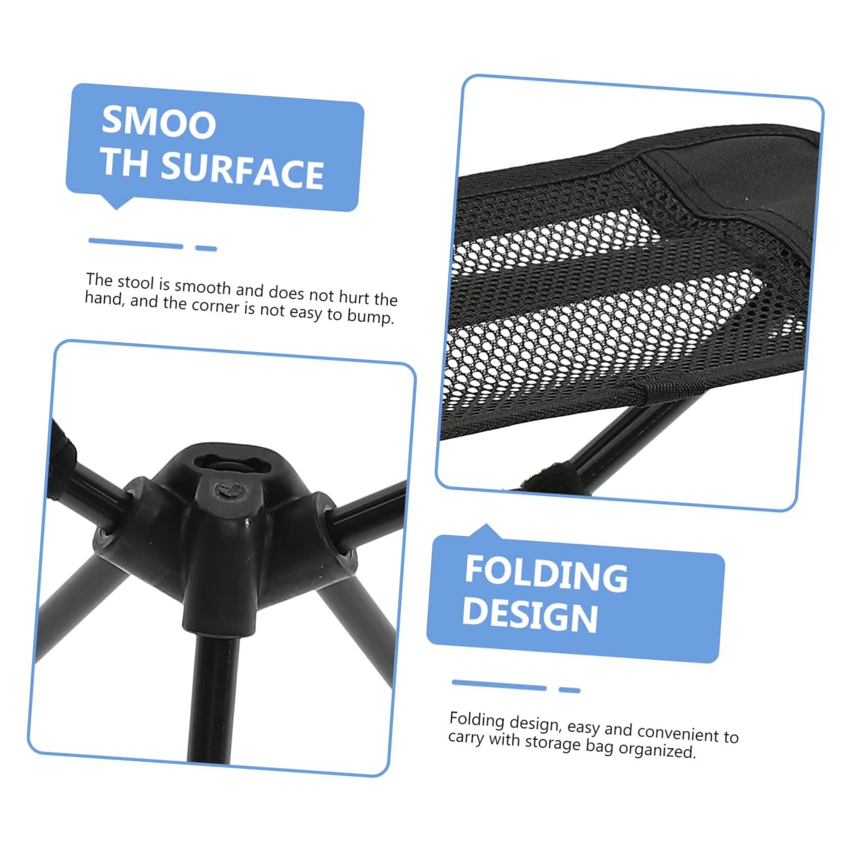 SUPVOX Taburete Plegable de Camping Portátil Negro de Aleación de Aluminio