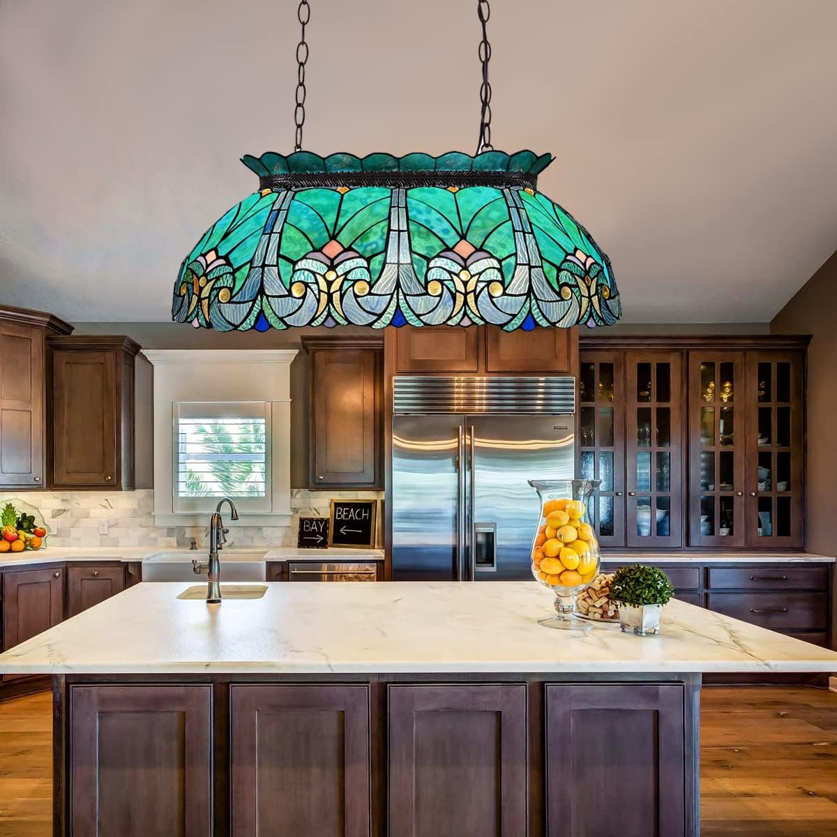 Tiffany Pool Table Lights Dining Room Kitchen Island Lighting 28" Wide Stained Glass Pendant Light Fixtures for Gameroom Bars