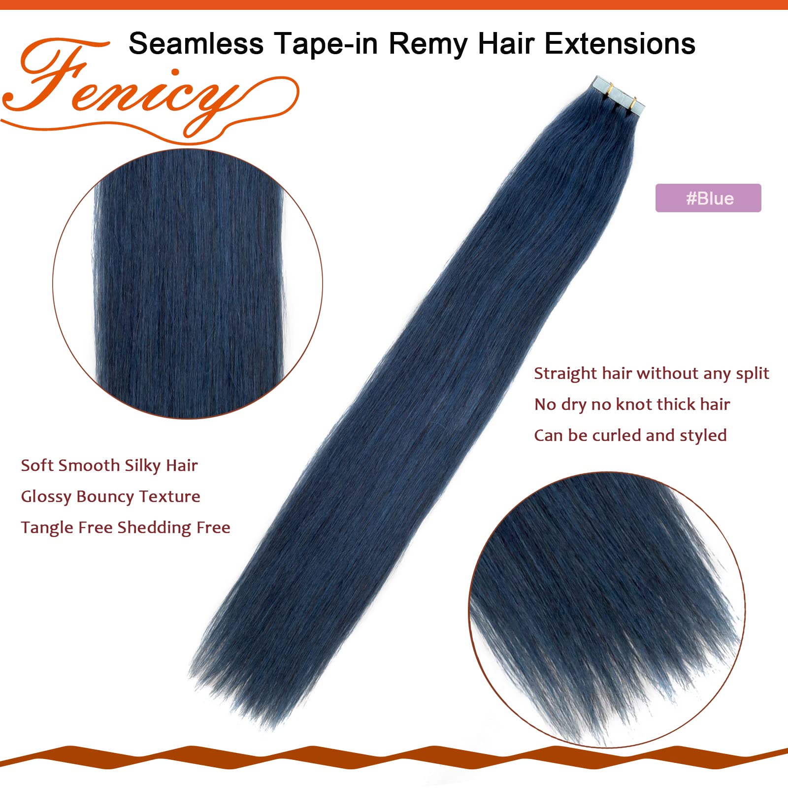Amazon.com : Fenicy Tape in Hair Extensions Blue Real Human 