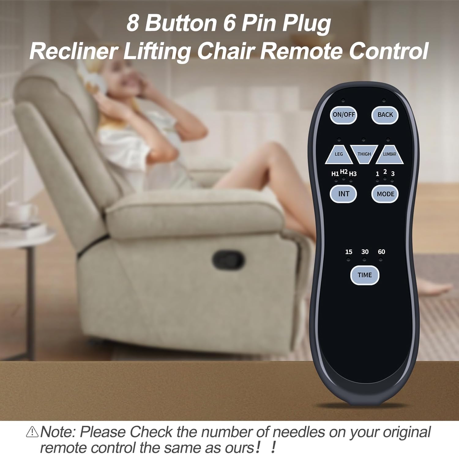 New 6 PIN Recliner Chair Remote Control Replacement for Flamaker LR84LP, Furmax MY25-SL Rocker Chair Controller