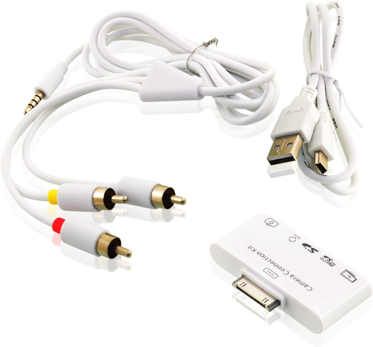 Camera Connection Kit 5 in 1 SD Card Reader Apple iPad iPad 3 iPad 2 AV / SD Card, Micro SD Card Reader / USB / Mini USB Port - for USB Keyboard - Audio Video Cable