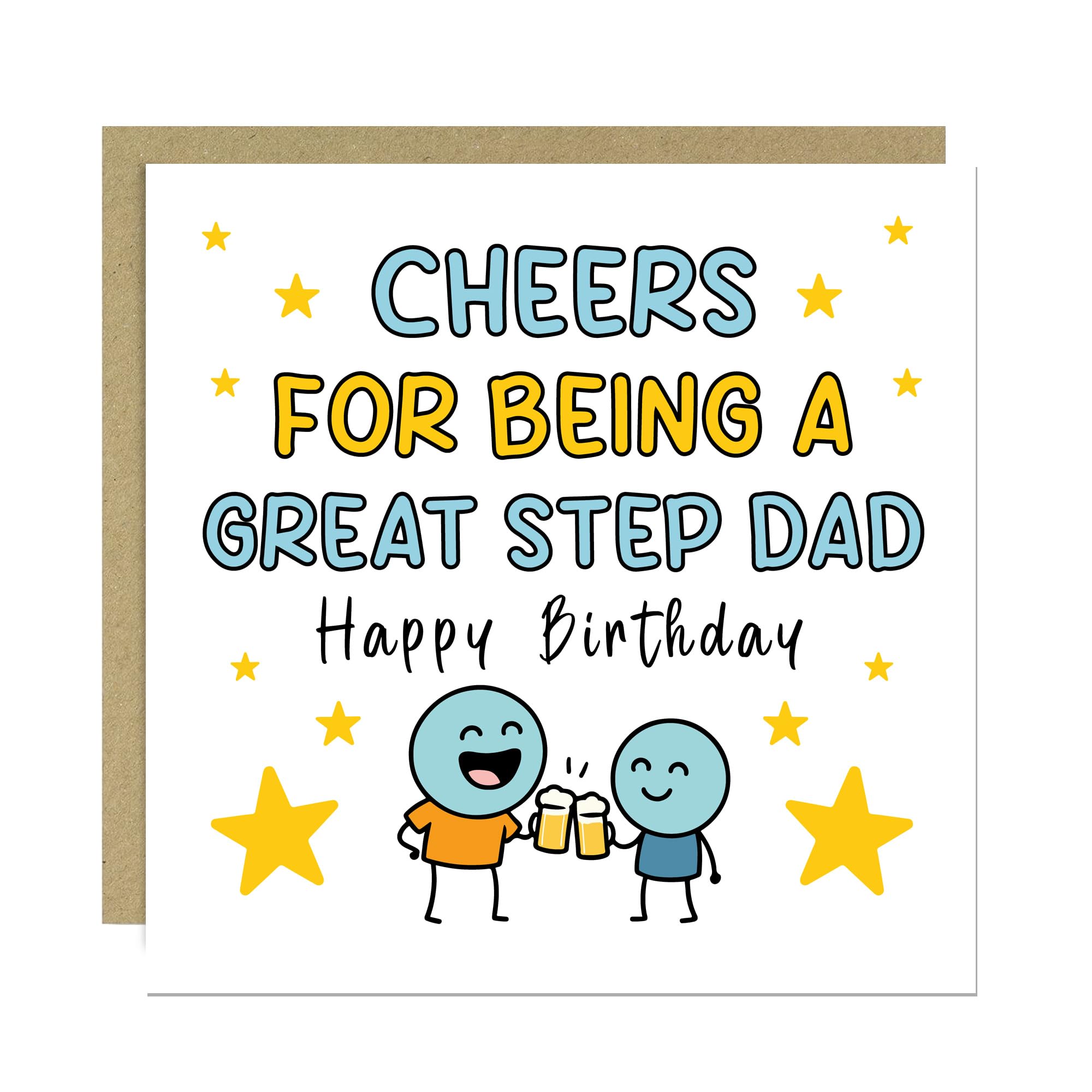 RED OCEAN Happy Birthday Card For Step Dad With Kraft Envelope Included Cheers For Being A GREAT STEPDAD Card From Daughter Son Stepdad Cards